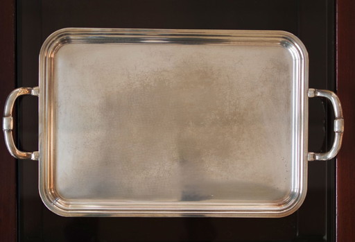 Elegant 1970S Silver Plated Tray With Handles – 50 Cm X 28 Cm