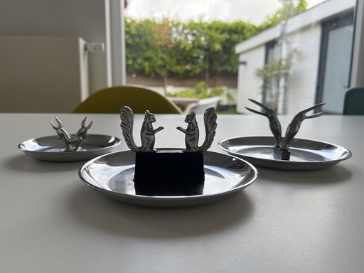 3x Vintage chrome bowls