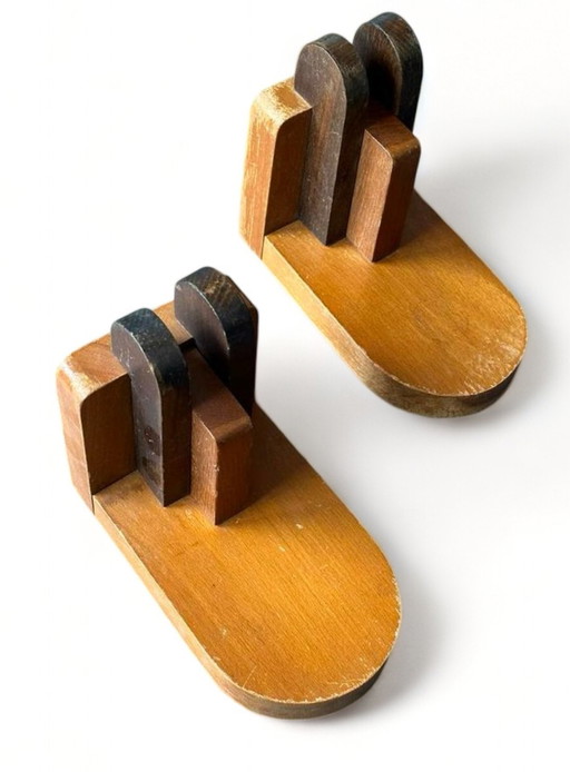 Art Deco 60s Wooden Bookends Bookend Bracket Wood