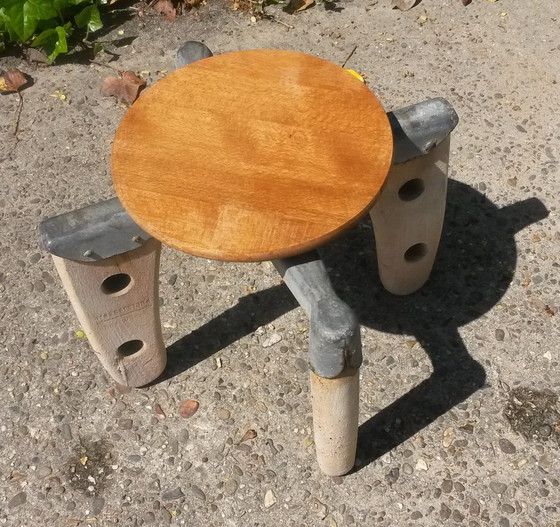 Image 1 of Table d'appoint avec base de machine à laver antique 30 cm de haut