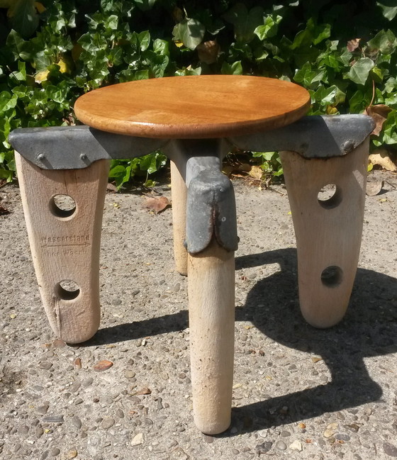 Image 1 of Side table with base of antique washing machine 30 cm high