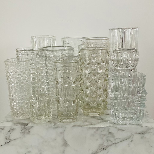 13x Vases Vintage Sklo Union