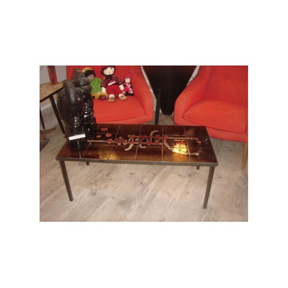 Image 1 of Rectangular vintage coffee table in tiles, 1960-1970