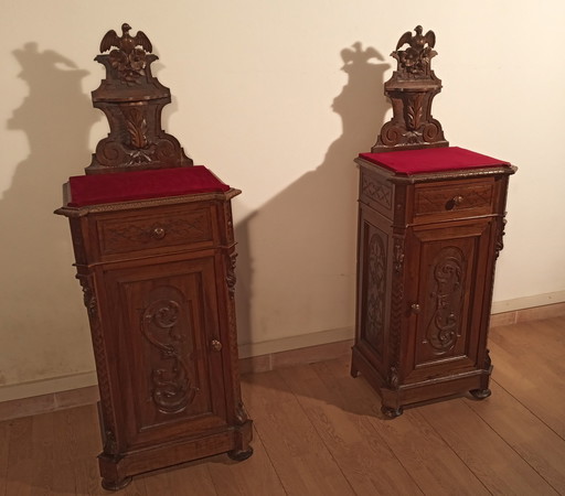 Walnut Nightstands, 19Th Century, Italy, Late 19Th Century, Set Of 2