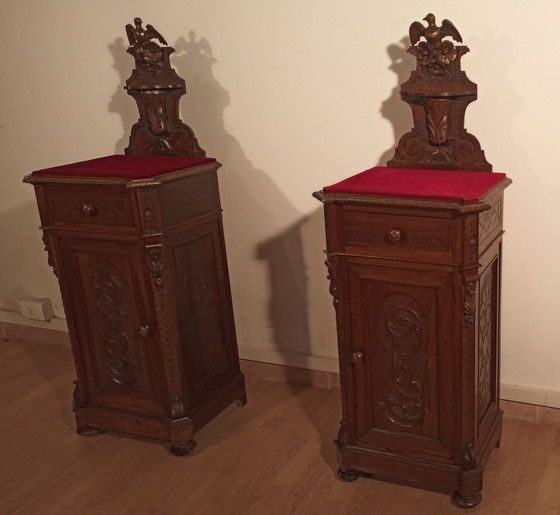 Image 1 of Walnut Nightstands, 19Th Century, Italy, Late 19Th Century, Set Of 2