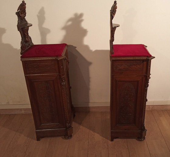 Image 1 of Walnut Nightstands, 19Th Century, Italy, Late 19Th Century, Set Of 2