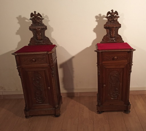 Walnut Nightstands, 19Th Century, Italy, Late 19Th Century, Set Of 2