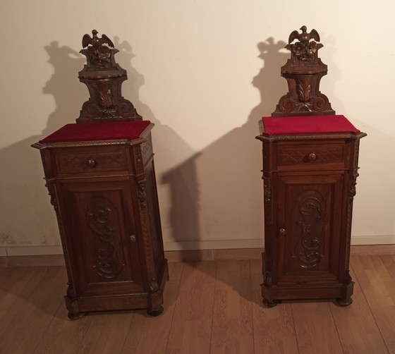 Image 1 of Walnut Nightstands, 19Th Century, Italy, Late 19Th Century, Set Of 2