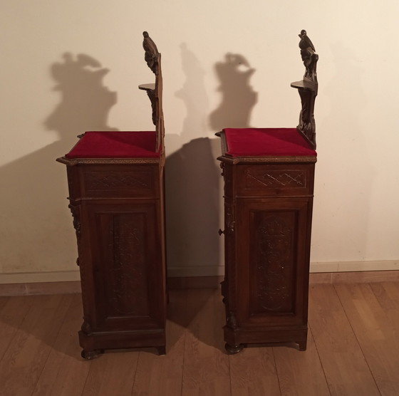 Image 1 of Walnut Nightstands, 19Th Century, Italy, Late 19Th Century, Set Of 2