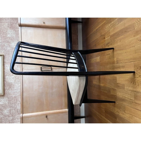 Image 1 of Set of 6 vintage lacquered wood and skai chairs by Charles Ramos, 1950