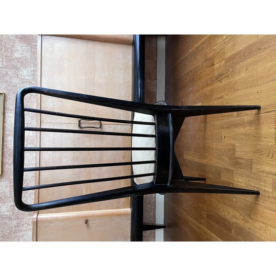 Image 1 of Set of 6 vintage lacquered wood and skai chairs by Charles Ramos, 1950