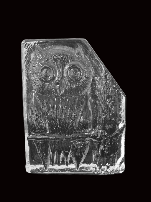 Eneryda - Grande sculpture en verre Hibou