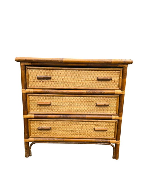 3-Drawer Rattan Chest