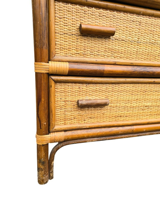 Image 1 of 3-Drawer Rattan Chest