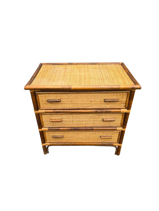 3-Drawer Rattan Chest