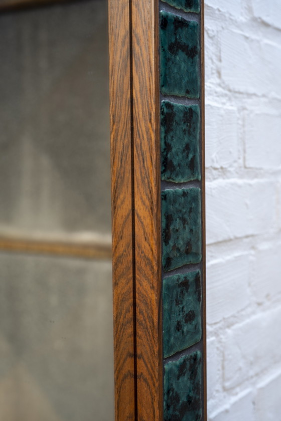 Image 1 of Mirror in rosewood and ceramic, Denmark from the 1950s