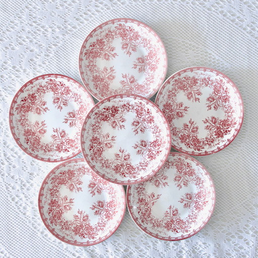 6x Large Plates Sarreguemines Terre De Fer Pink