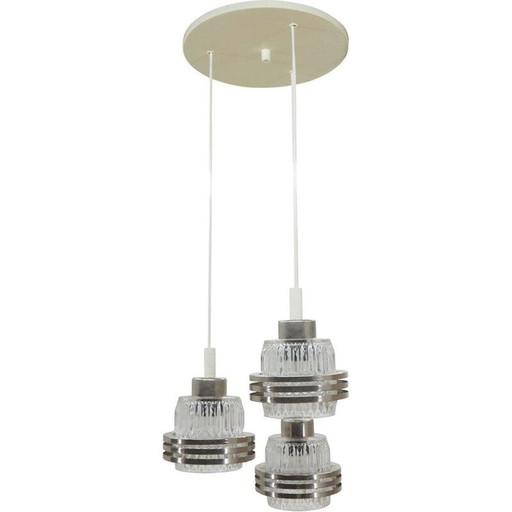 Vintage glass and plastic chandelier, Czechoslovakia 1960