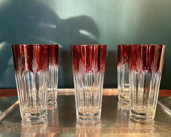 Image 1 of French Art Deco Cut Crystal Glasses