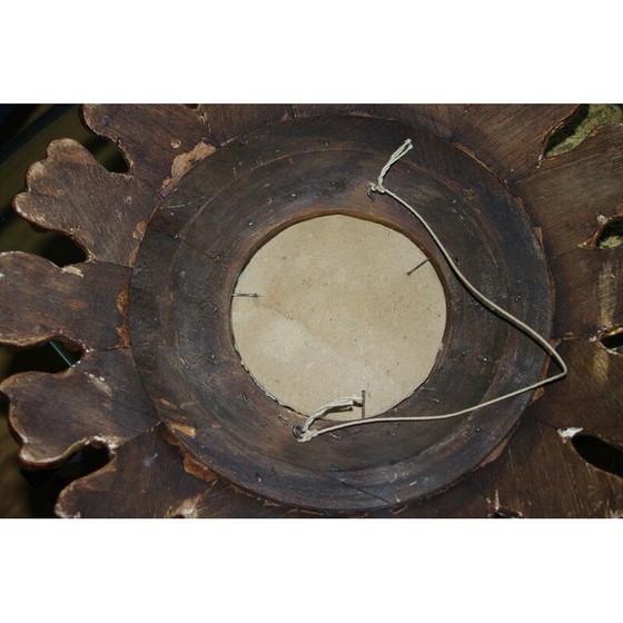 Image 1 of Vintage multi-faceted witch mirror in gilded wood, 1950