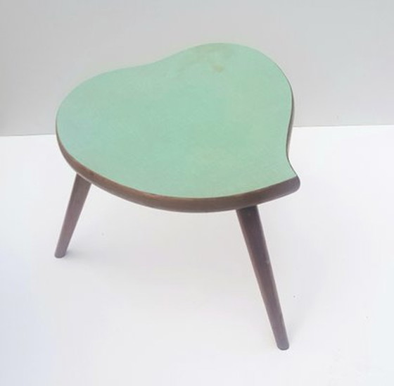 Image 1 of Organic Wooden Flower Stand With Green Top, 1950S