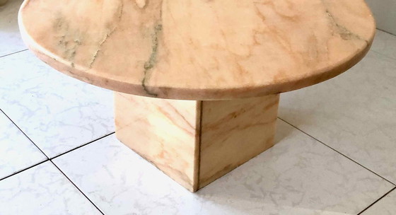 Image 1 of Italian Oval Pink Marble Coffee Table 1970-80