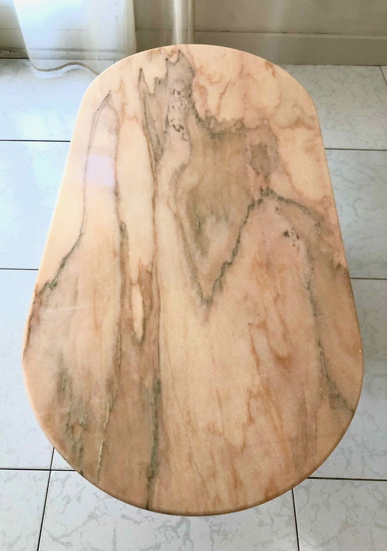 Image 1 of Italian Oval Pink Marble Coffee Table 1970-80