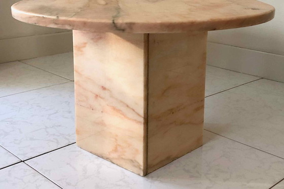 Image 1 of Italian Oval Pink Marble Coffee Table 1970-80