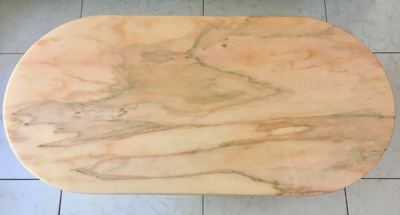 Image 1 of Italian Oval Pink Marble Coffee Table 1970-80