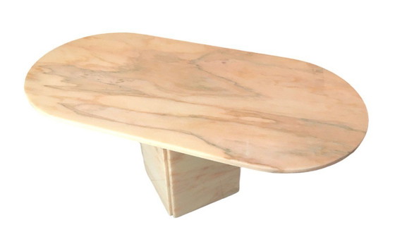 Image 1 of Italian Oval Pink Marble Coffee Table 1970-80