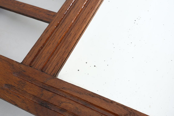 Image 1 of Espejo Art Déco de madera maciza con espejo tallado en facetas, década de 1930