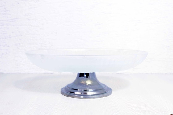 Image 1 of JULIEN France Art Nouveau bowl in silver metal and opalescent glass