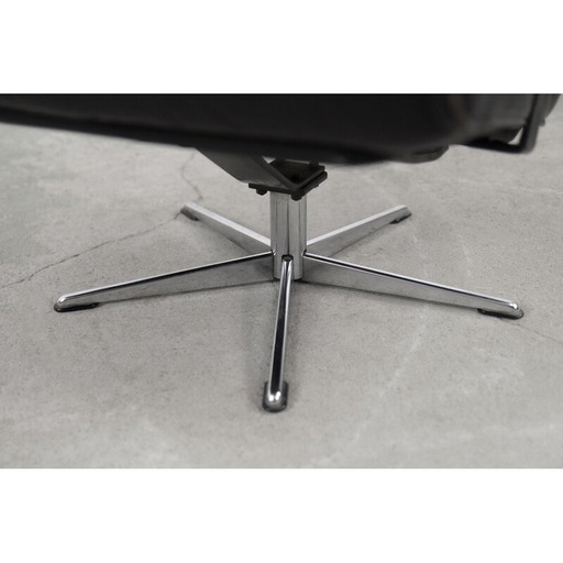 Sillón de oficina giratorio de cuero alemán vintage, años 60