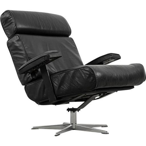 Sillón de oficina giratorio de cuero alemán vintage, años 60