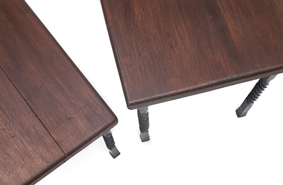 Image 1 of Pair Of Solid Oak Nesting Tables