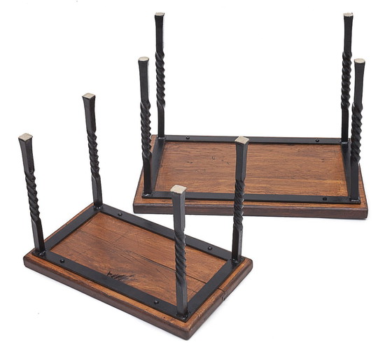 Image 1 of Pair Of Solid Oak Nesting Tables