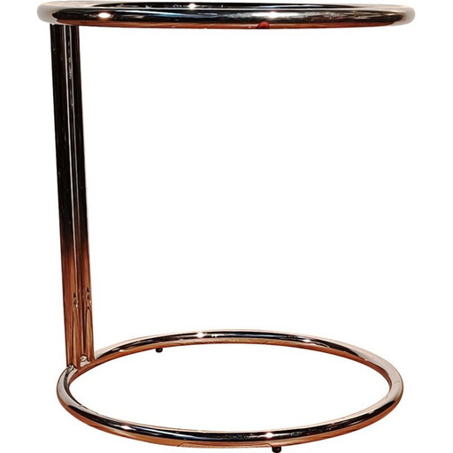 Vintage chrome aluminum and glass side table by Ellen Grey