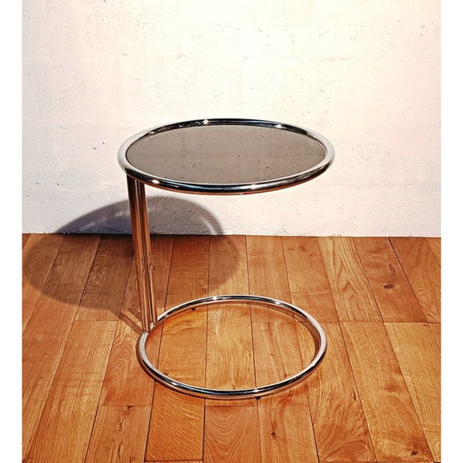 Vintage chrome aluminum and glass side table by Ellen Grey