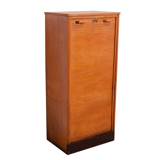 Vintage blind cabinet in beech wood and plywood for Interier Praha, Czechoslovakia 1950
