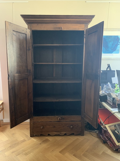 Antique French (Linen) Cupboard. Dim. H 1.94, W 0.935, D 0.525. Frieze (0.10 Cm) And Doors Are Separately Af te Nee