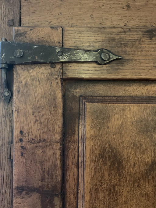 Antique French (Linen) Cupboard. Dim. H 1.94, W 0.935, D 0.525. Frieze (0.10 Cm) And Doors Are Separately Af te Nee