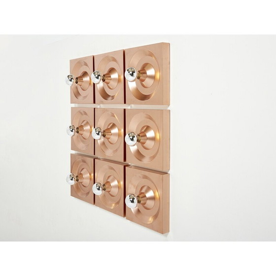 Image 1 of Set of 9 vintage copper wall lamp by Klaus Hempel for Kaiser Leuchten, Germany 1970
