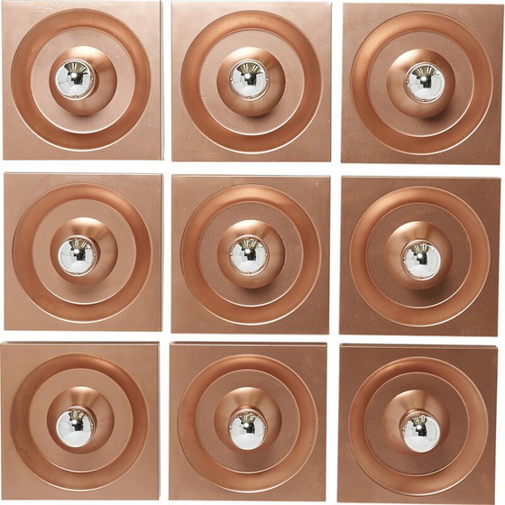 Image 1 of Set of 9 vintage copper wall lamp by Klaus Hempel for Kaiser Leuchten, Germany 1970