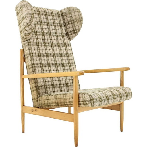 Vintage beechwood wing armchair by Uluv, Czechoslovakia 1960s