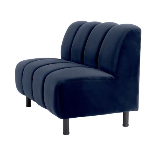 Image 1 of 3x Eichholtz modular sofa hilaman savona midnight blue velvet black