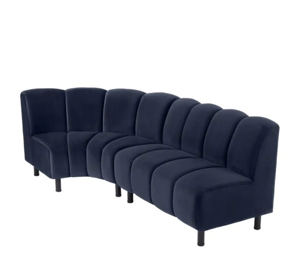 Image 1 of 3x Eichholtz modular sofa hilaman savona midnight blue velvet black