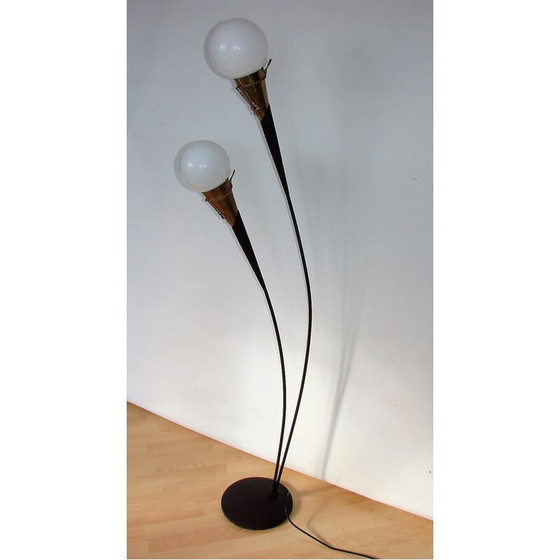 Image 1 of Mid century floor lamp in metal, brass and glass, 1960s
