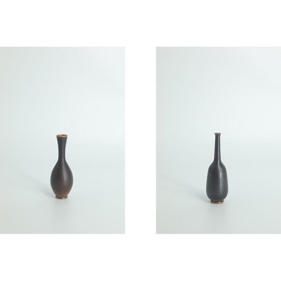 Image 1 of Pair of vintage collectible Wenge stoneware vases by John Andersson for Höganäs Ceramics, Sweden 1950