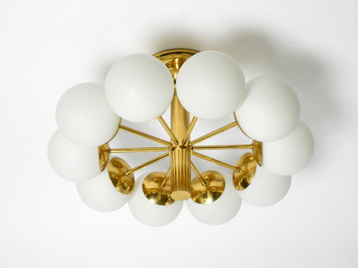 Beautiful 1960S Space Age Brass Ceiling Lamp With 10 Glass Balls By Kaiser Leuchten