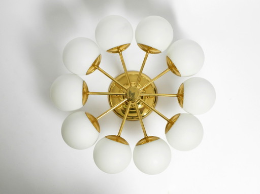 Beautiful 1960S Space Age Brass Ceiling Lamp With 10 Glass Balls By Kaiser Leuchten